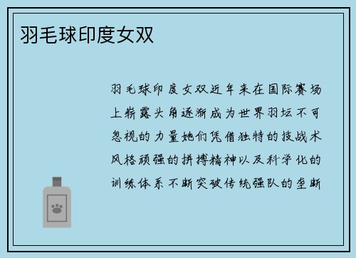 羽毛球印度女双