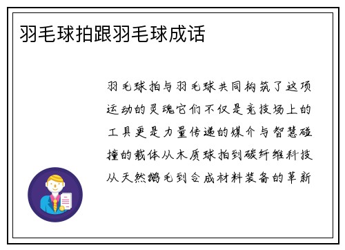 羽毛球拍跟羽毛球成话